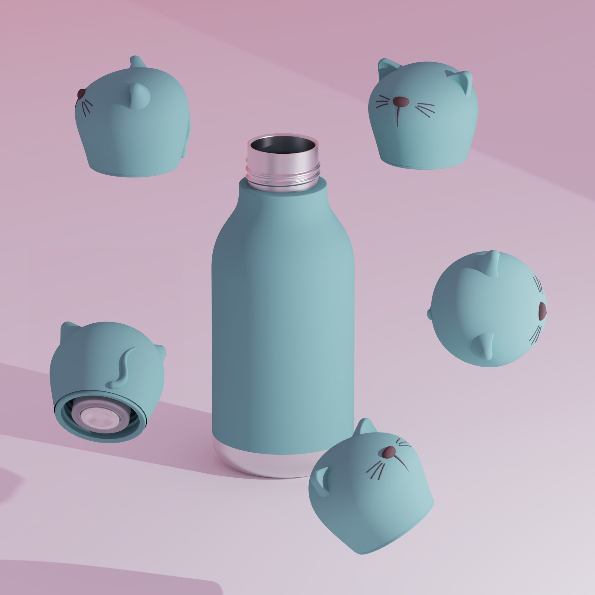 Bouteille thermique Bestie Asobu avec paille – Chat 460 ml