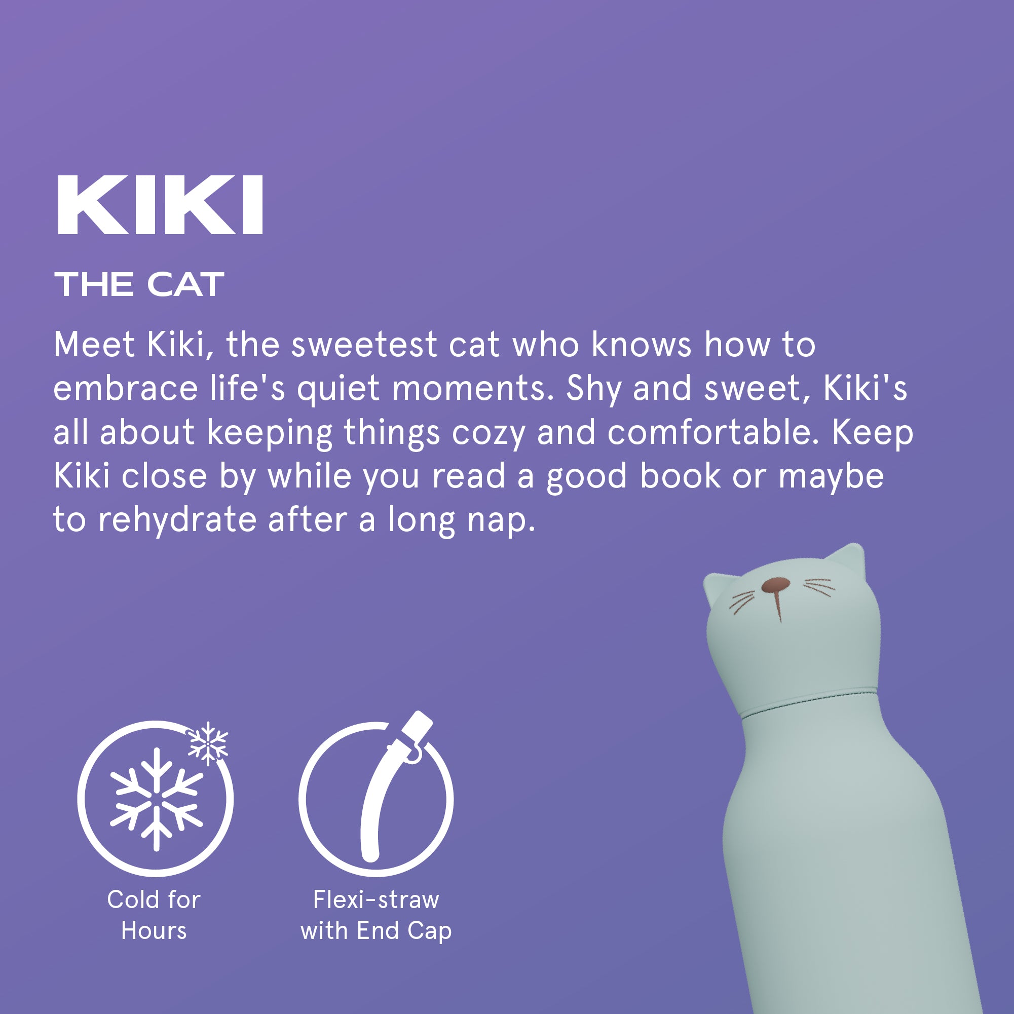 Bouteille thermique Bestie Asobu avec paille – Chat 460 ml