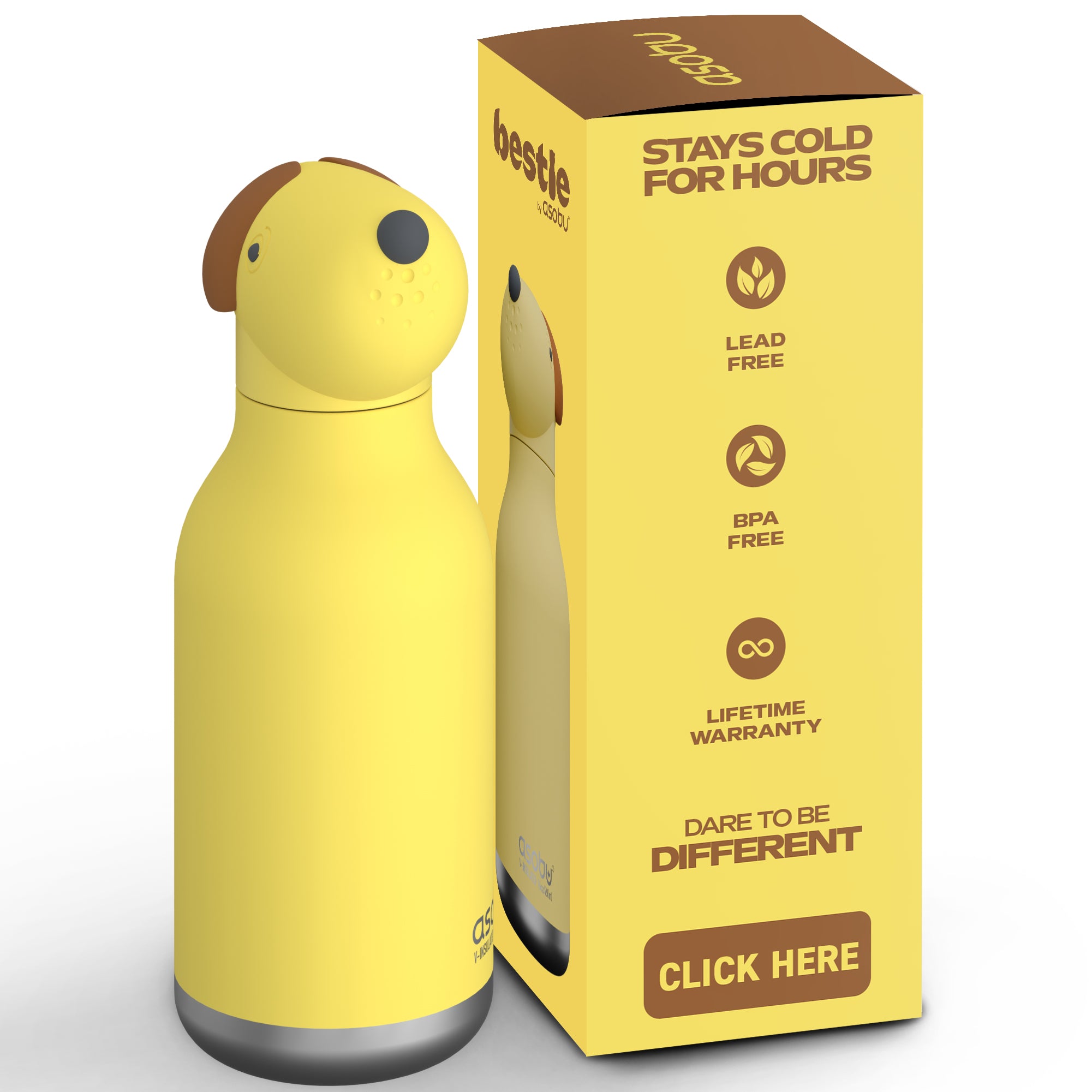 Bouteille isotherme avec paille Bestie Asobu – Chien 460 ml