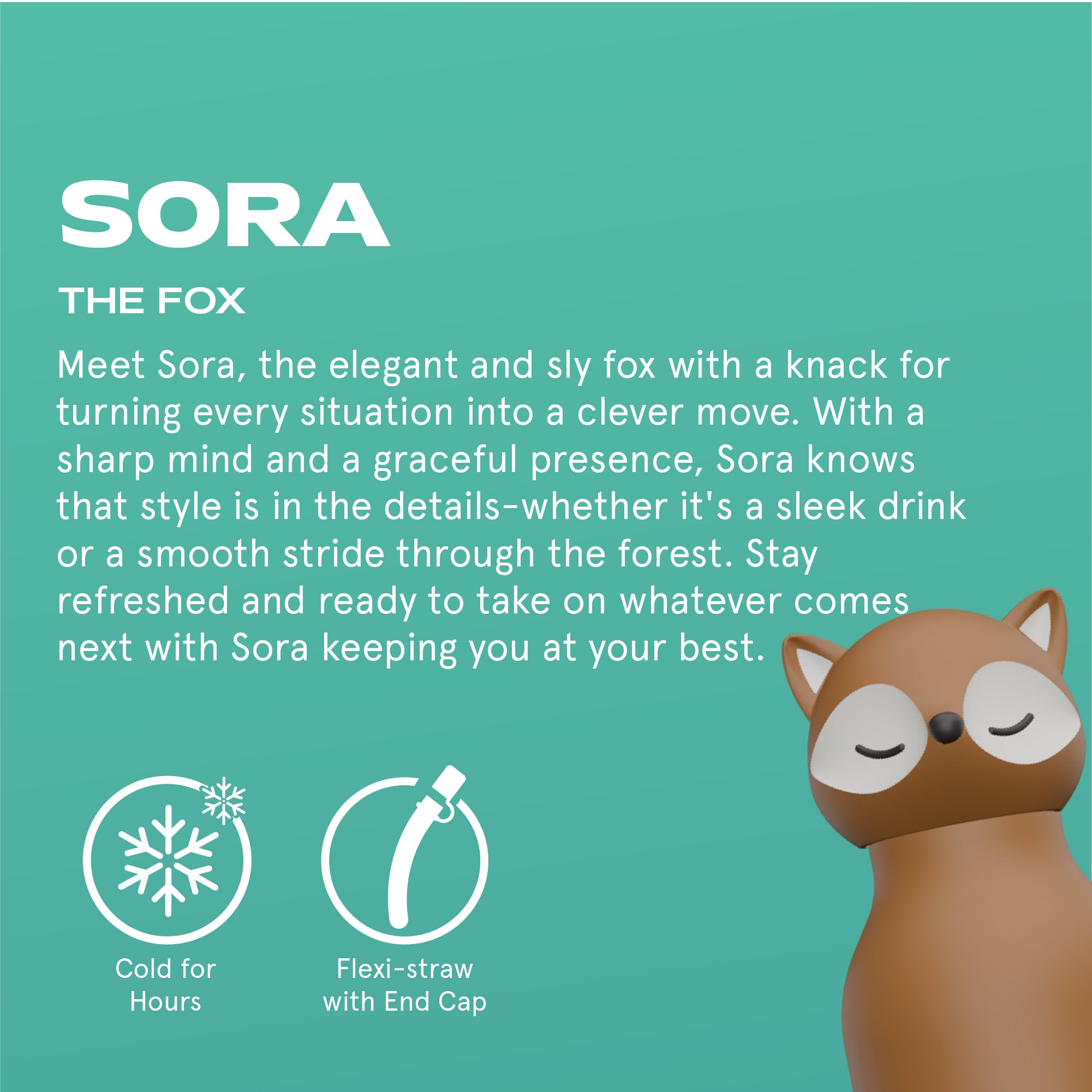 Butelka termiczna ze słomką Bestie Asobu – Lis 460 ml