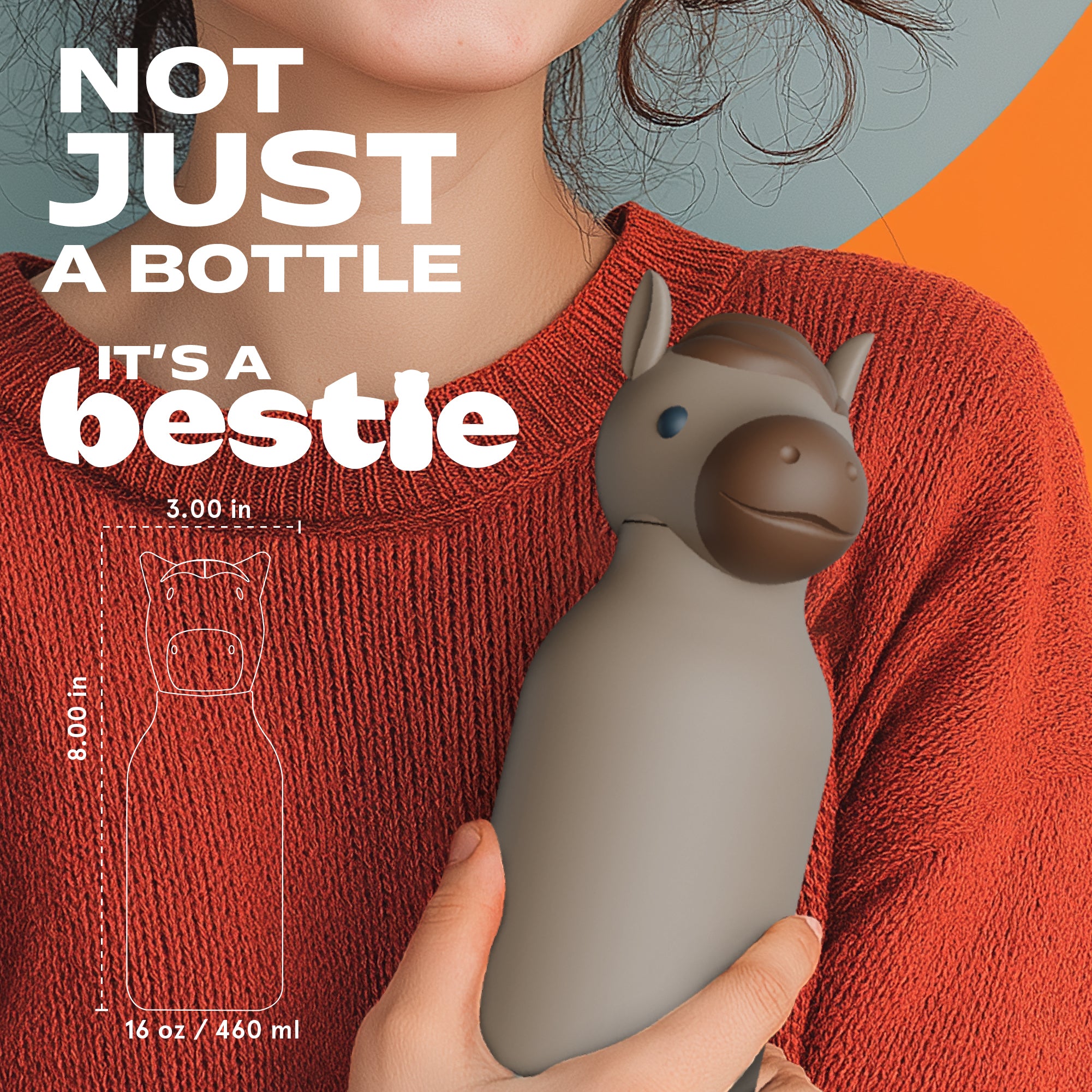 Butelka termiczna ze słomką Bestie Asobu – Koń 460 ml