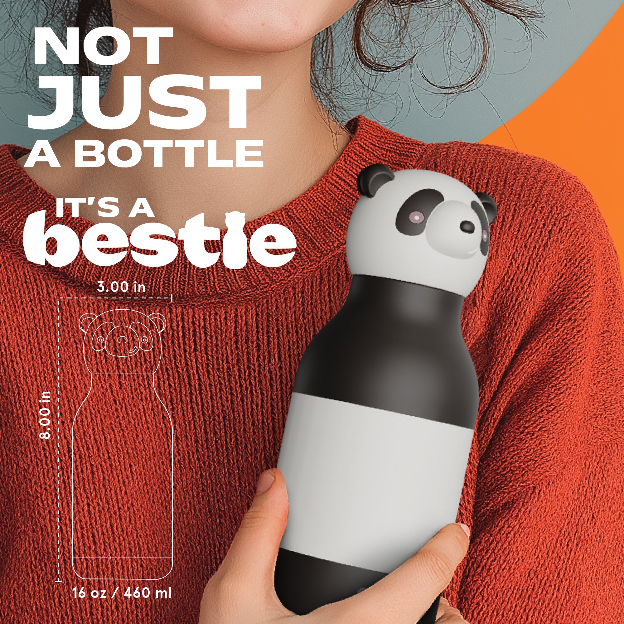 Butelka termiczna ze słomką Bestie Asobu – Panda 460 ml