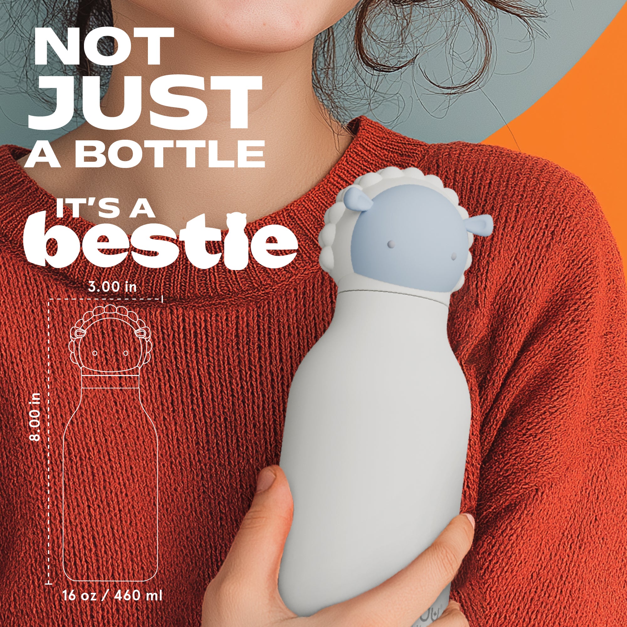 Bouteille thermique Bestie Asobu avec paille – Mouton 460 ml