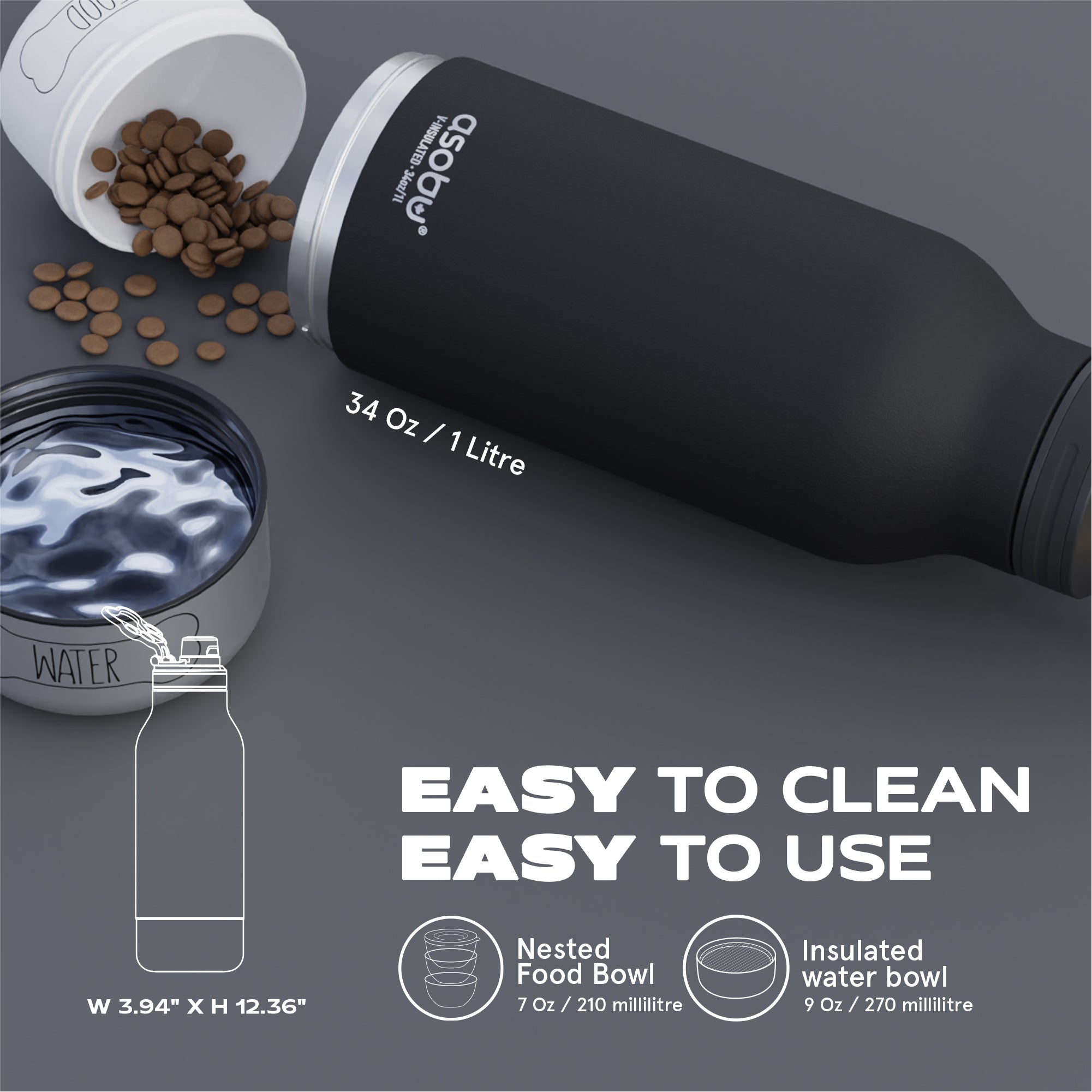 Bouteille gamelle pour chien Buddy Asobu – rose pastel 1 l