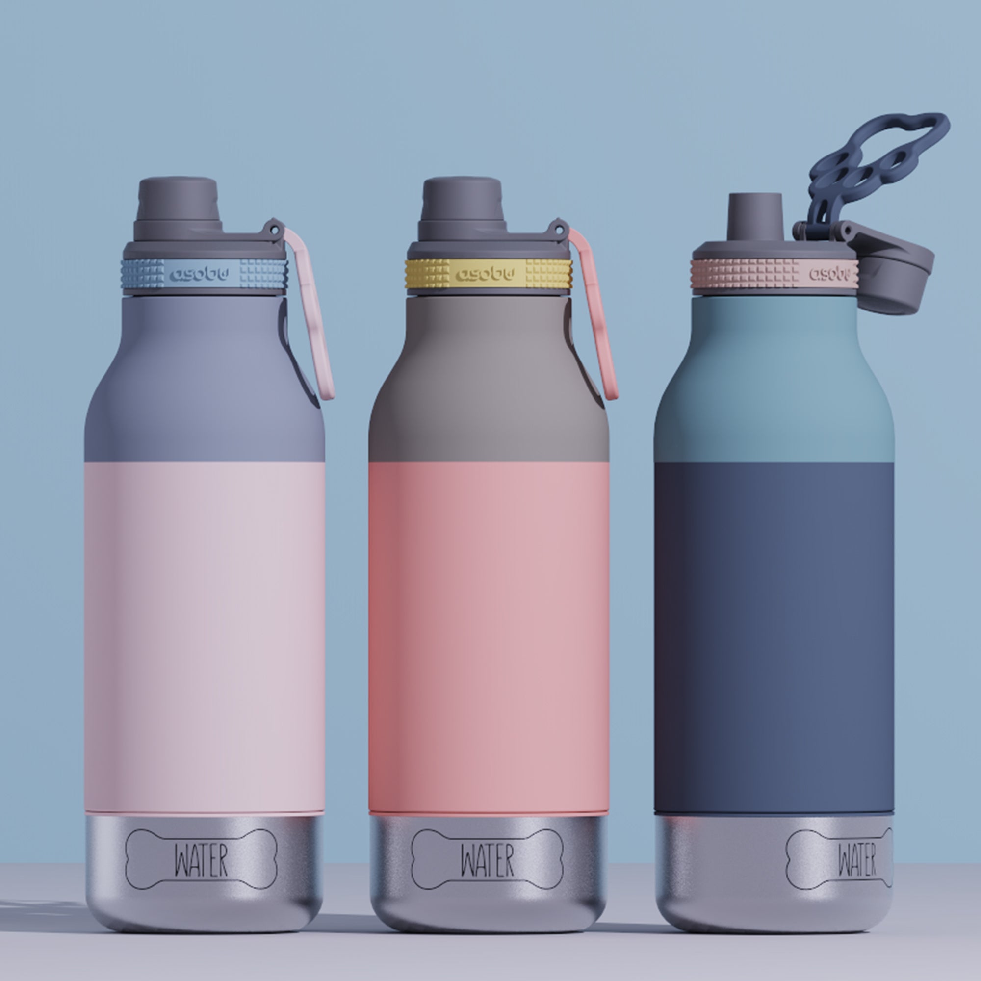 Bouteille gamelle pour chien Buddy Asobu – bleu pastel 1 l