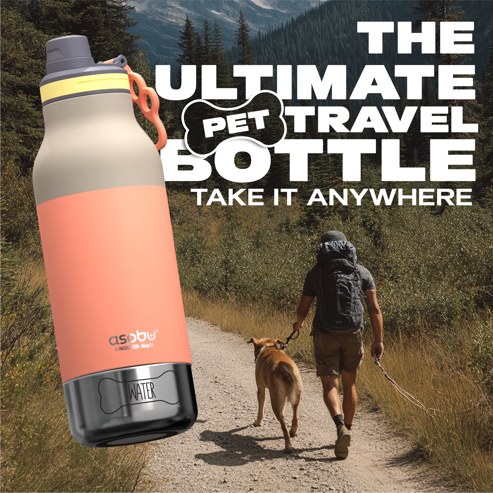 Bouteille de gamelle pour chien Buddy Asobu – pêche pastel 1 l