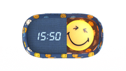 Budzik z lampką MOB Smiley World – niebieski