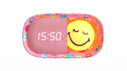 Budzik z lampką MOB Smiley World – różowy