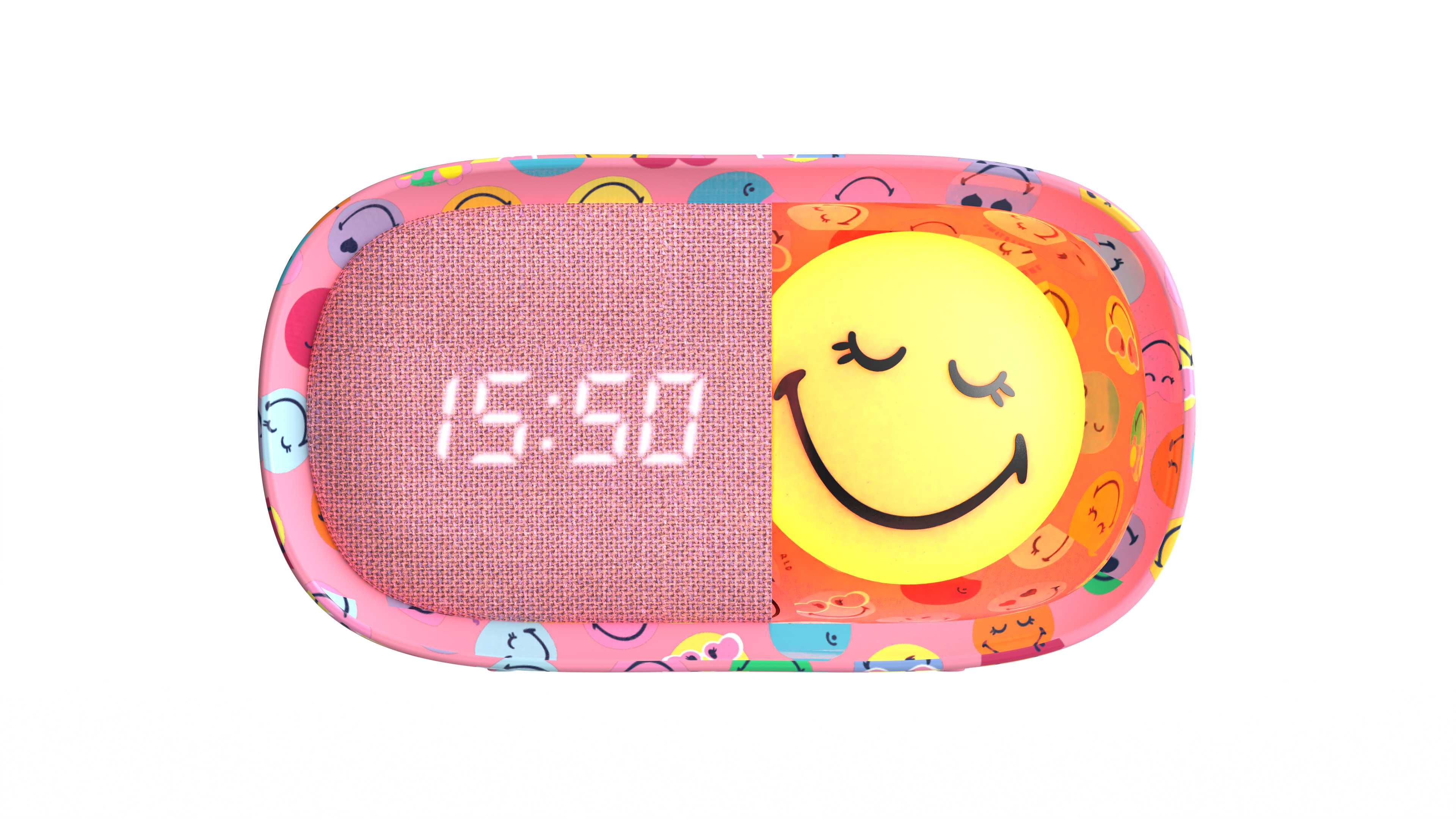 Budzik z lampką MOB Smiley World – różowy