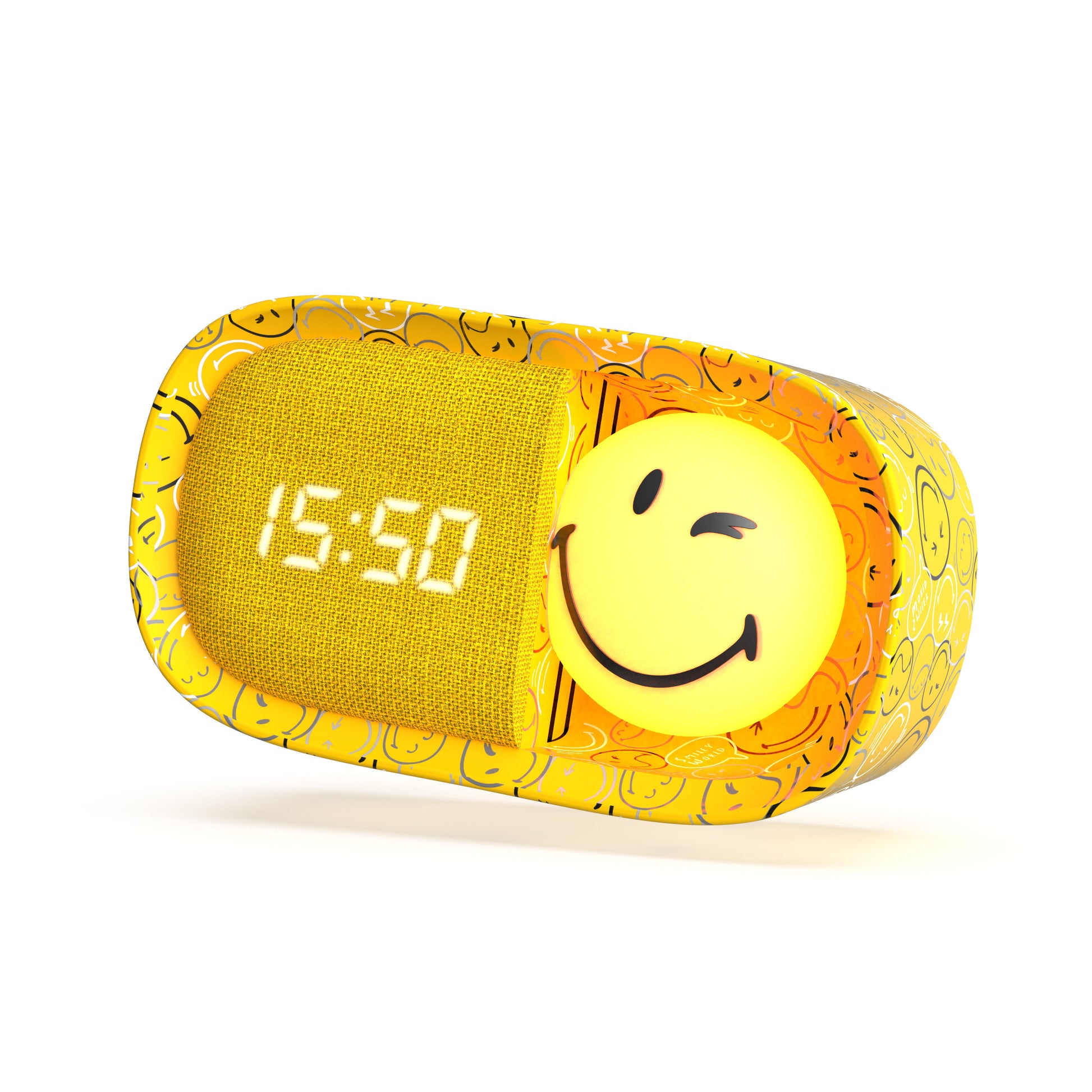 Budzik z lampką MOB Smiley World – żółty
