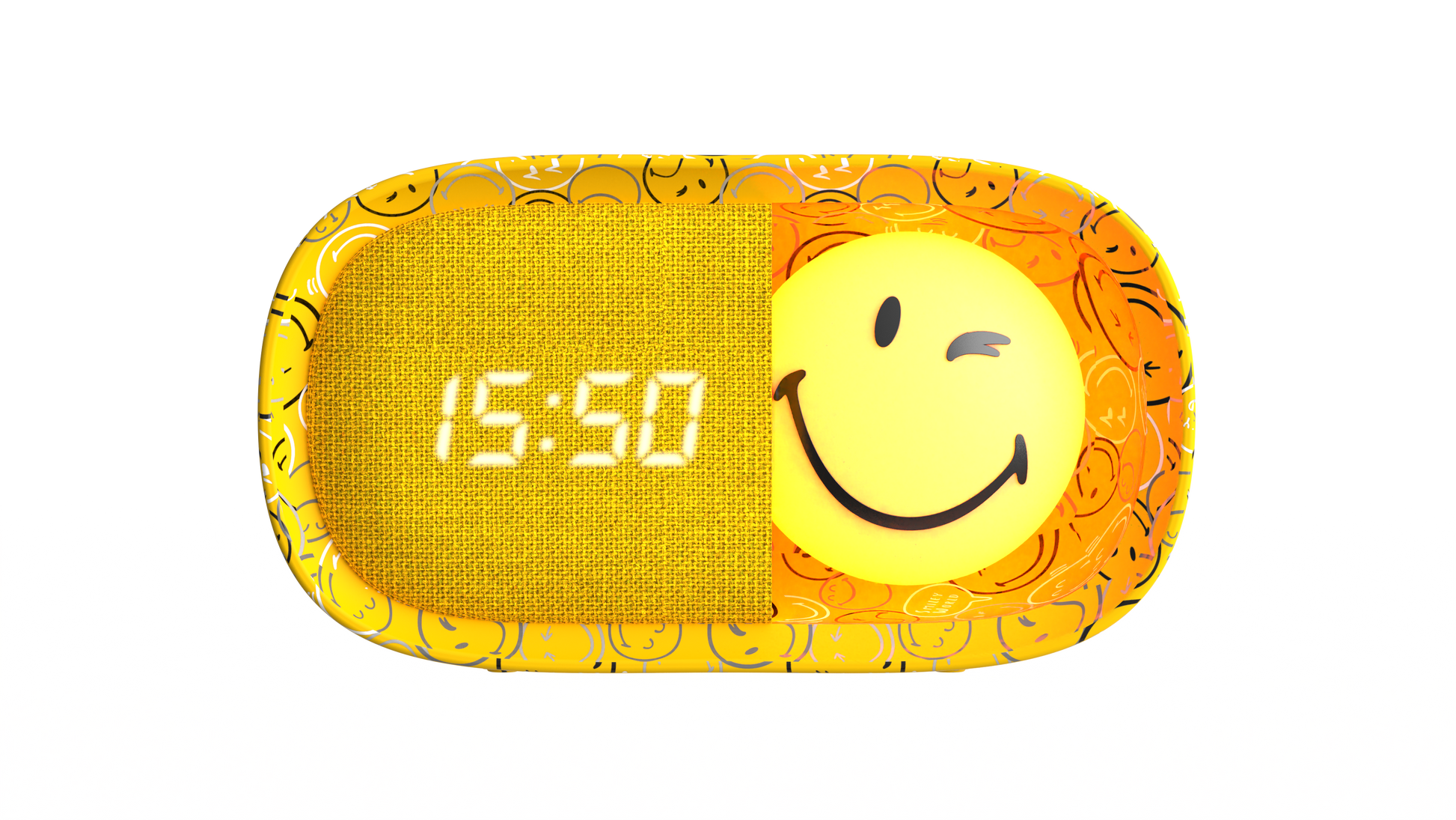 Budzik z lampką MOB Smiley World – żółty