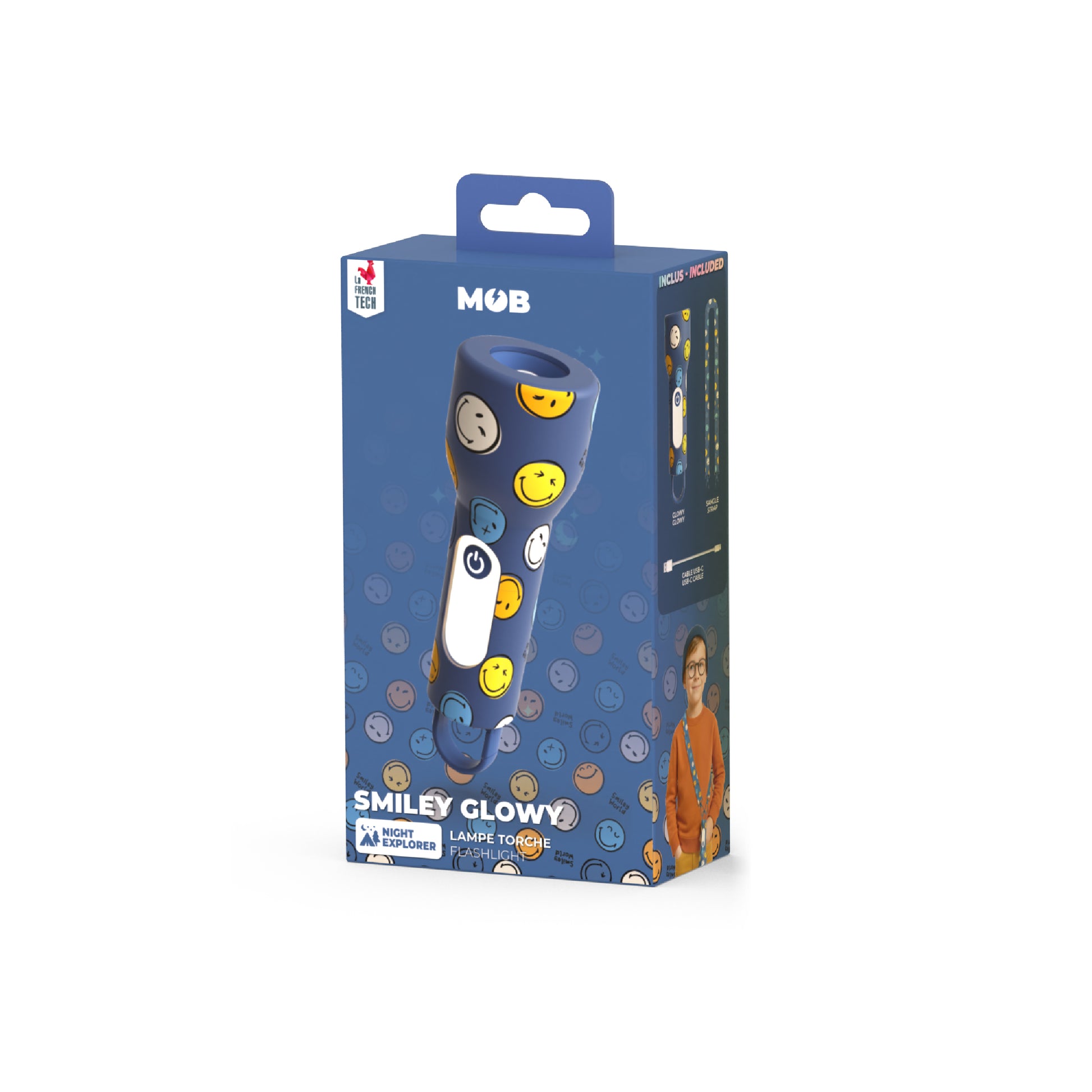 Latarka dziecięca Glowy MOB Smiley World – niebieska