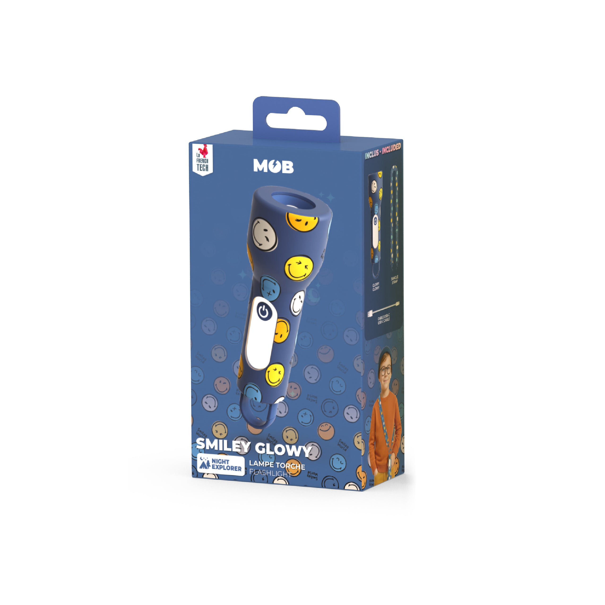 Latarka dziecięca Glowy MOB Smiley World – niebieska