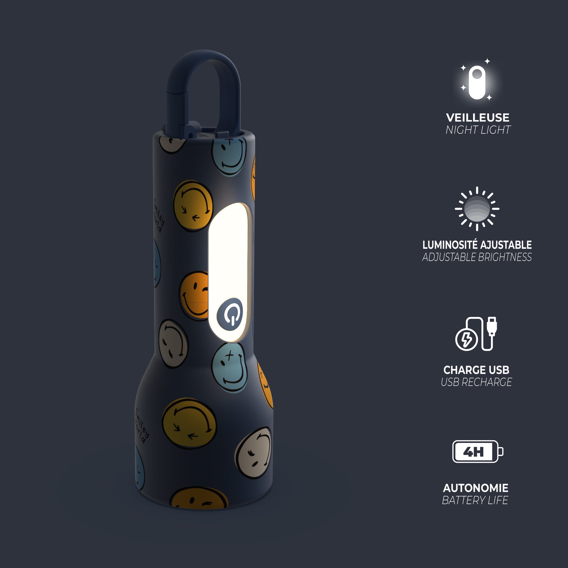 Latarka dziecięca Glowy MOB Smiley World – niebieska
