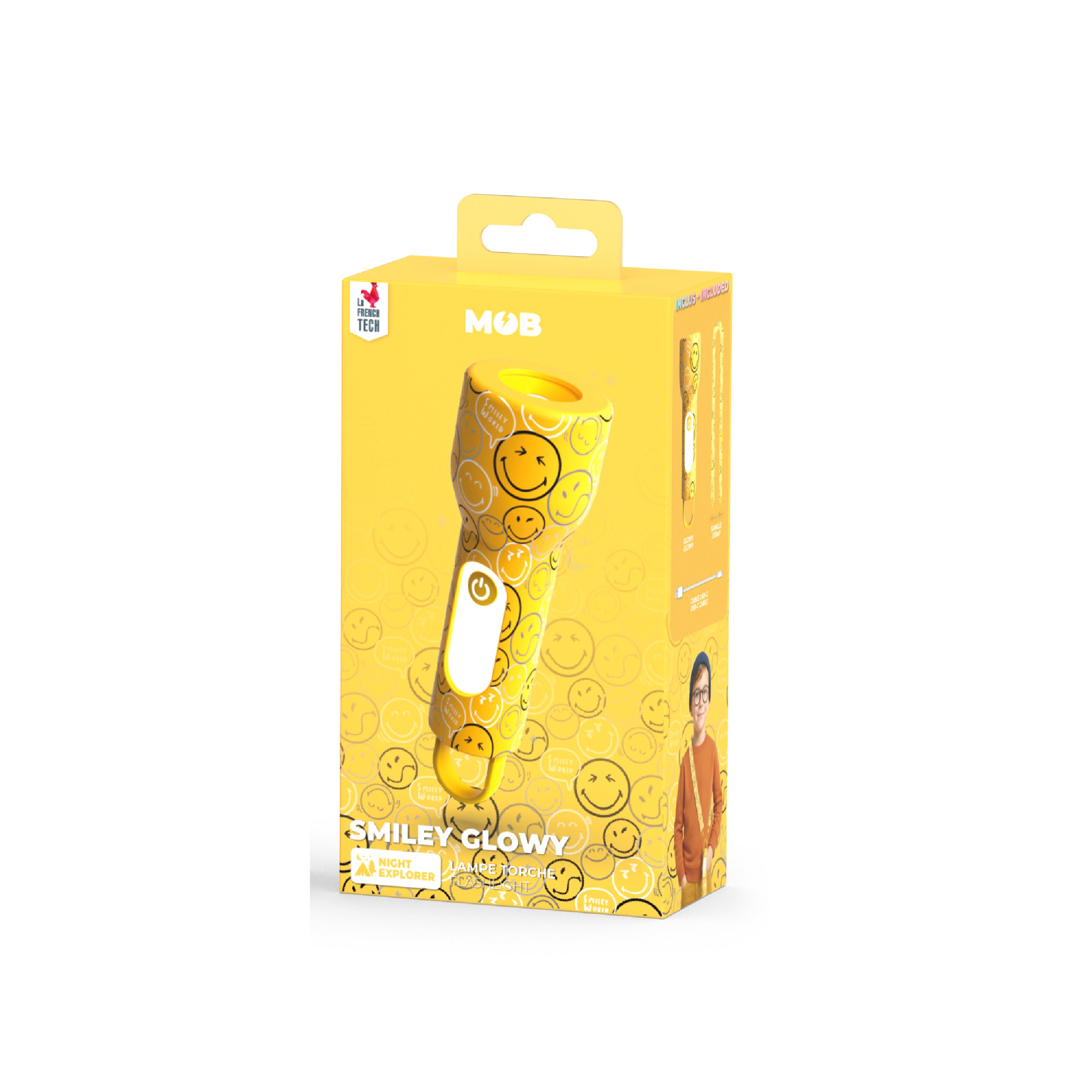 Latarka dziecięca Glowy MOB Smiley World – żółta