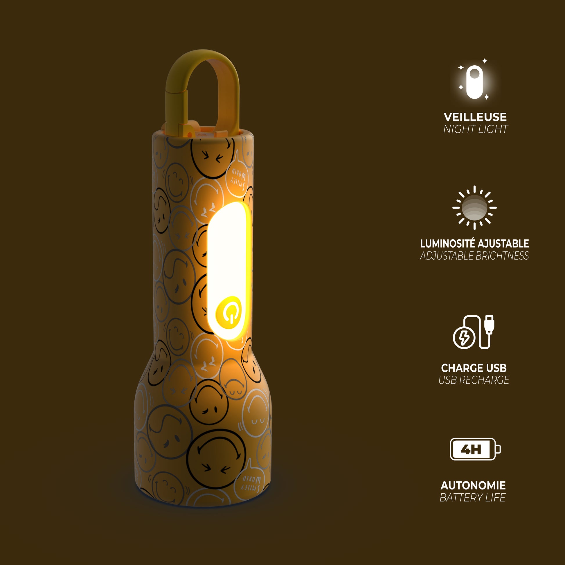 Latarka dziecięca Glowy MOB Smiley World – żółta