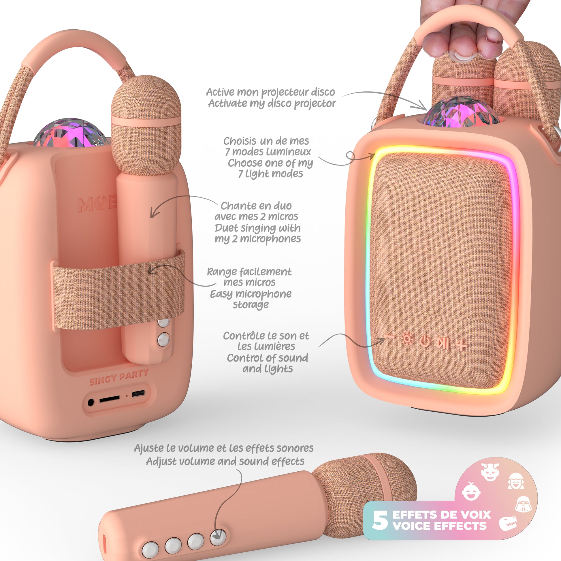 Karaoke set MOB (2 microphones) – pink