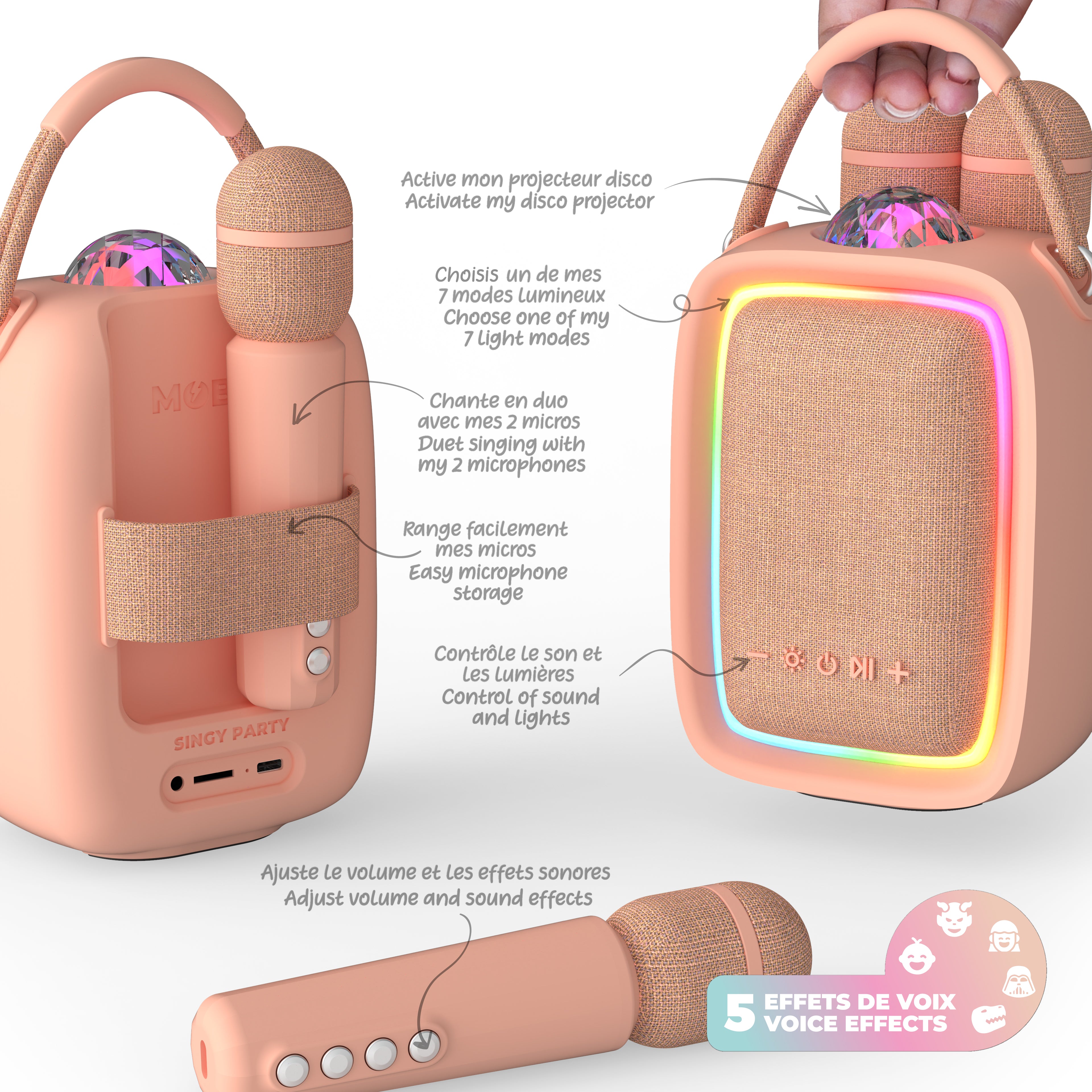 Karaoke set MOB (2 microphones) – pink