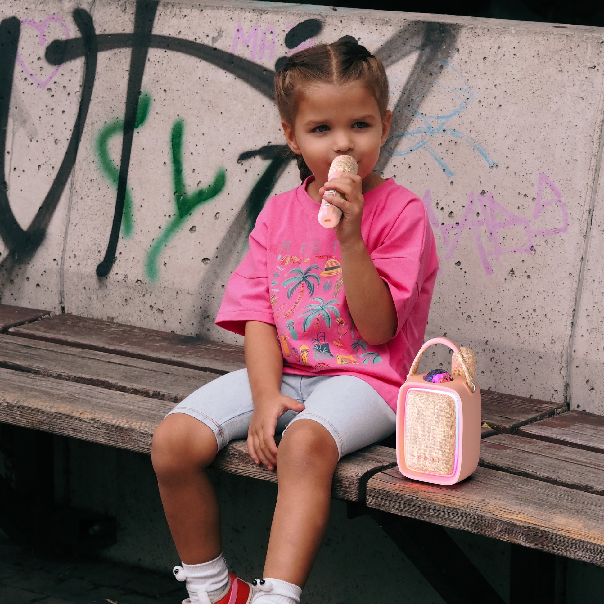 Karaoke set MOB (2 microphones) – pink