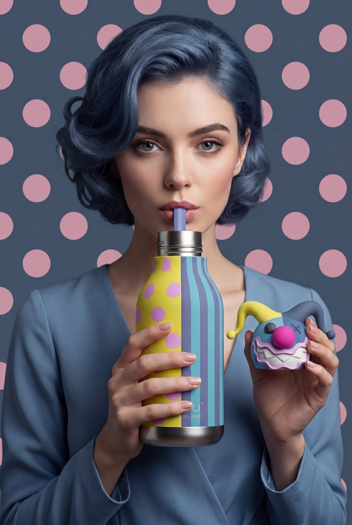 Butelka termiczna ze słomką Spookie Asobu – Clown 460 ml