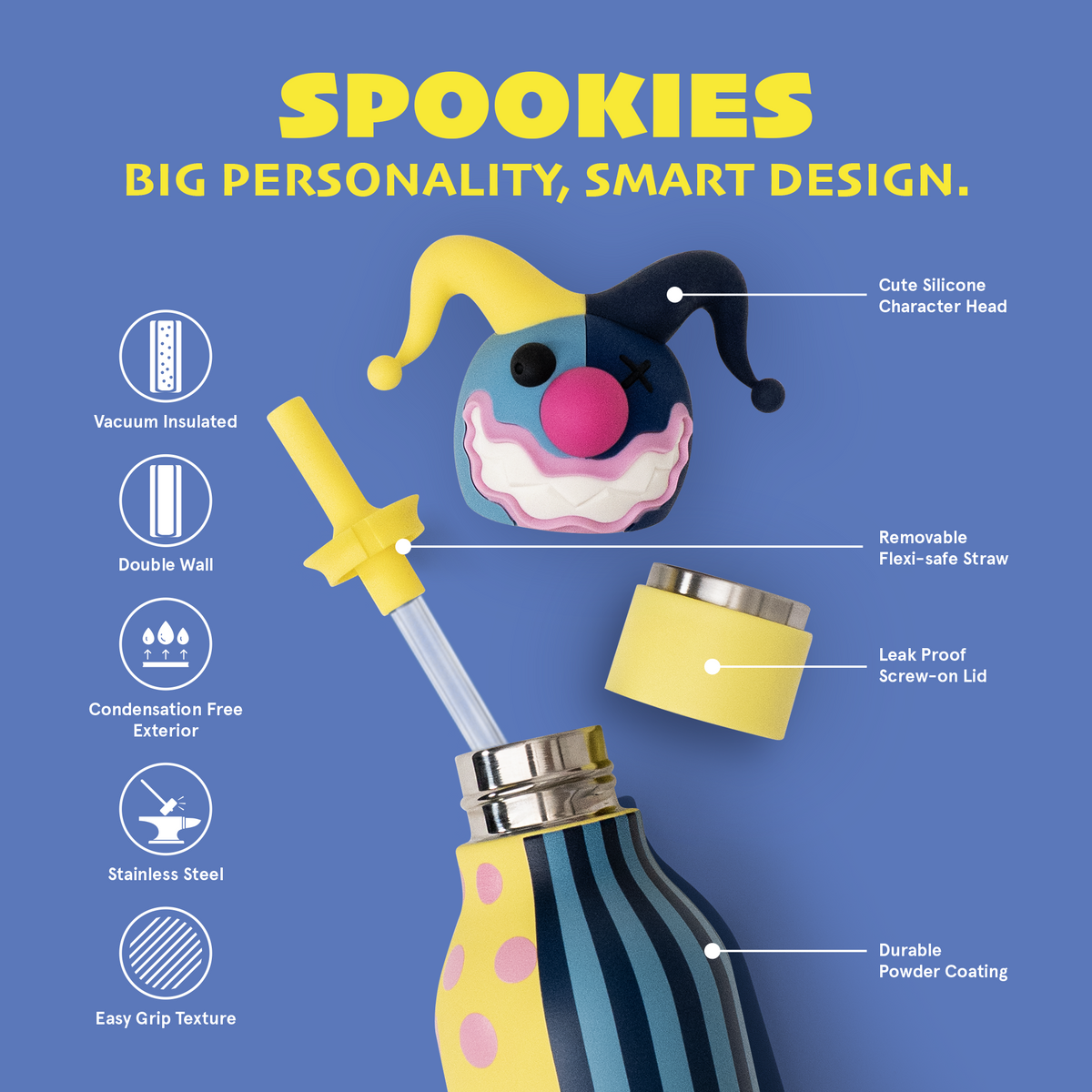 Butelka termiczna ze słomką Spookie Asobu – Clown 460 ml