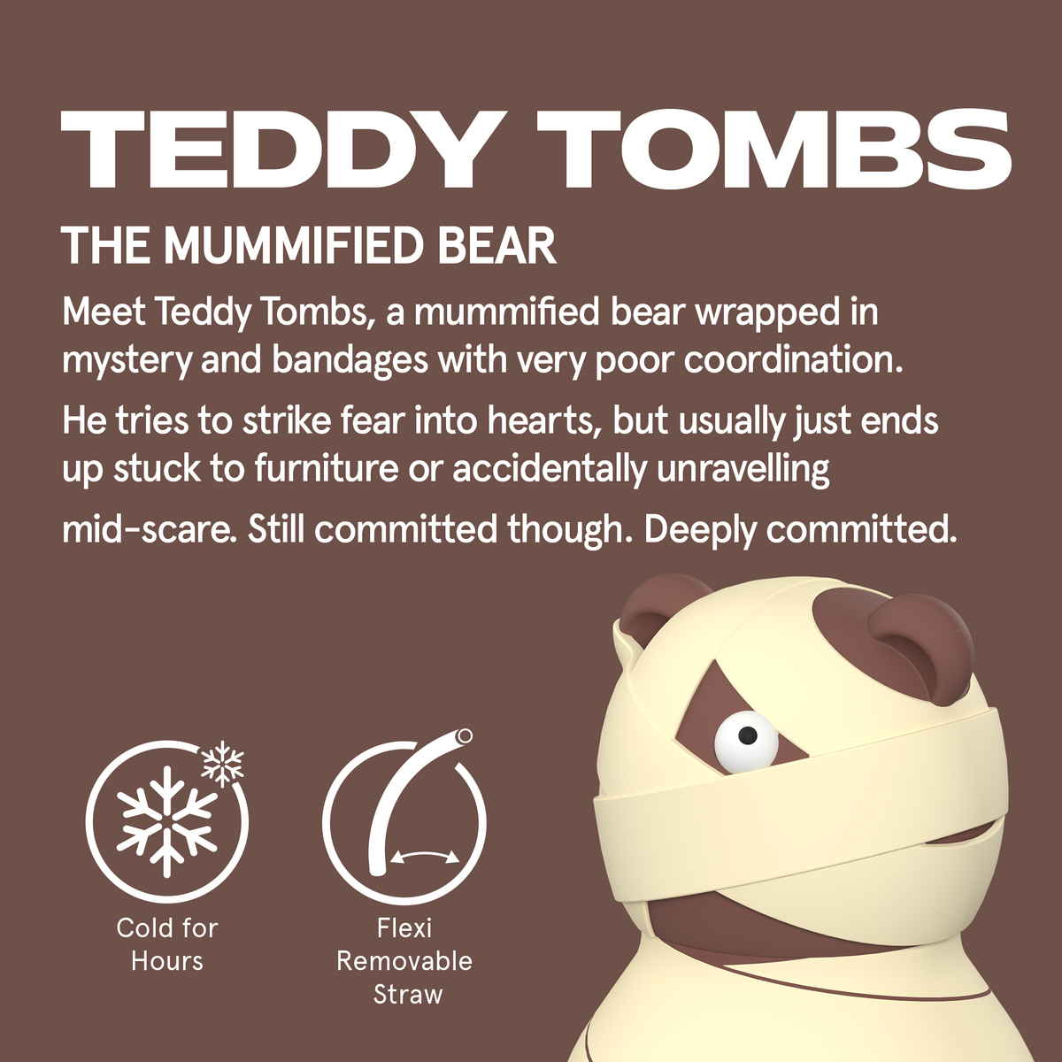 Butelka termiczna ze słomką Maxi Spookie Asobu – Mummified Bear 660 ml
