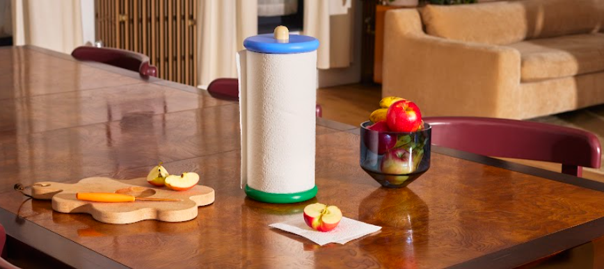 Soporte para toallas de papel Areaware tipo carrete – Azul y verde