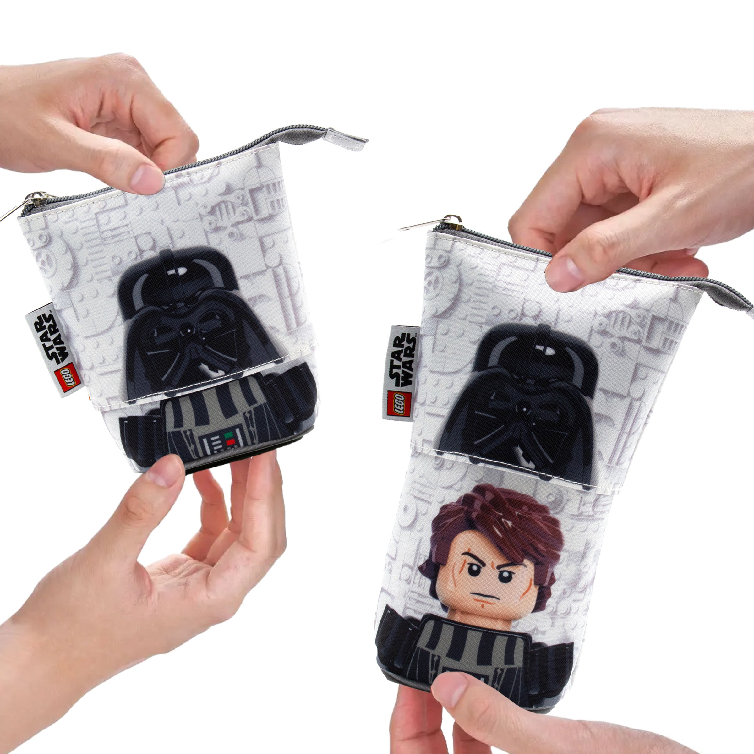 Piórnik LEGO Star Wars z motywem Dartha Vadera i Anakina w białym kolorze z suwakiem