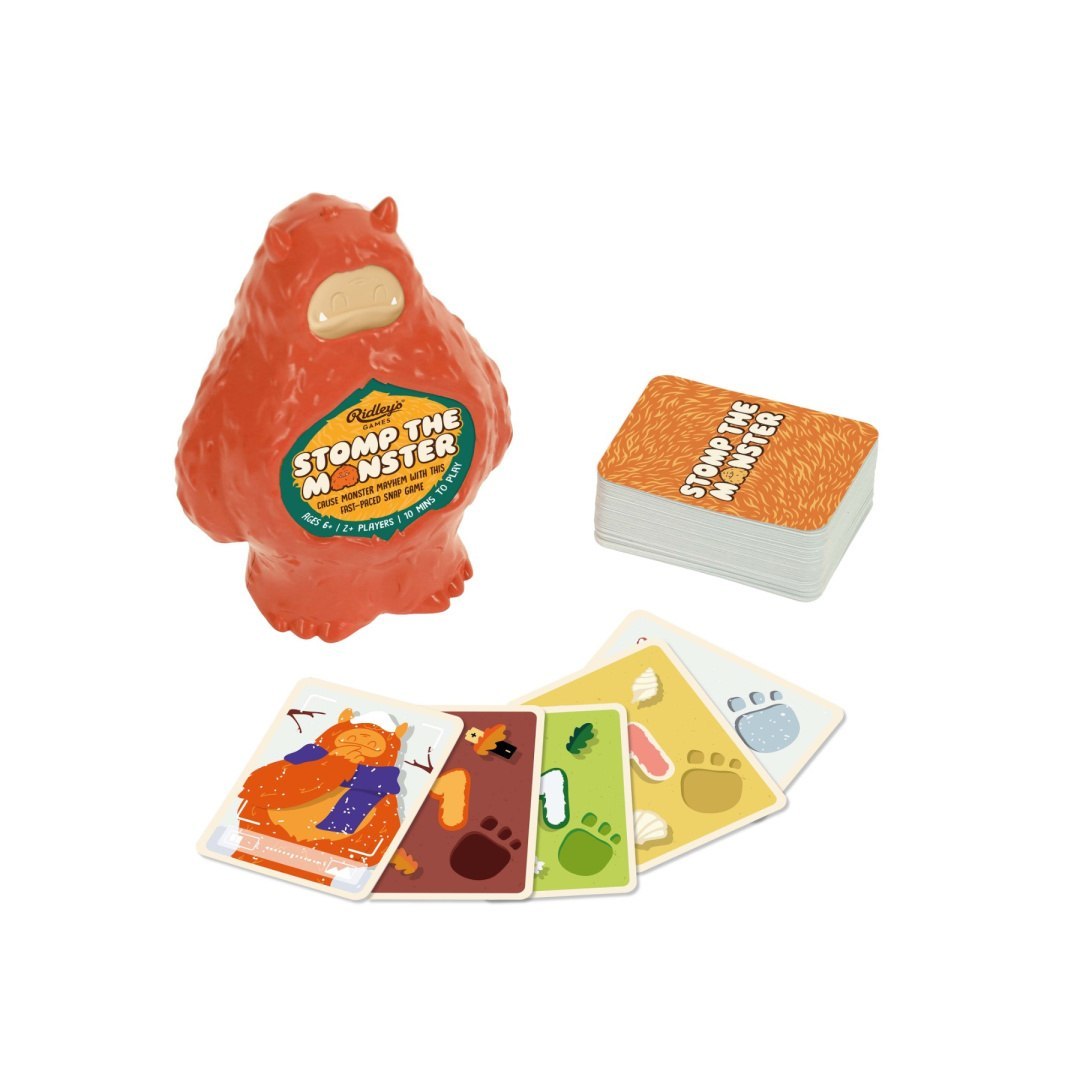 Gra karciana Stomp The Monster z pomarańczowym potworem i kolorowymi kartami BV JACOB COMPANY