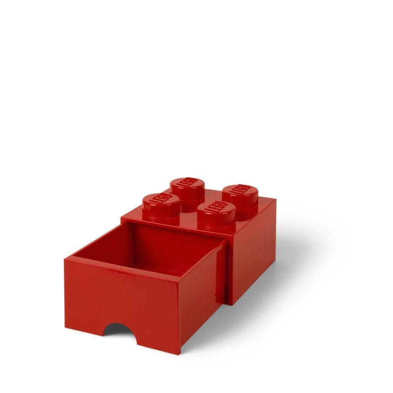 czerwona szuflada LEGO Brick 4 w kształcie klocka do przechowywania z otwartym frontem