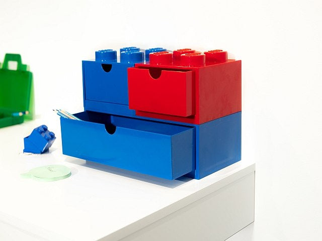 Kolorowa szufladka LEGO na biurko w kształcie klocków do przechowywania drobiazgów
