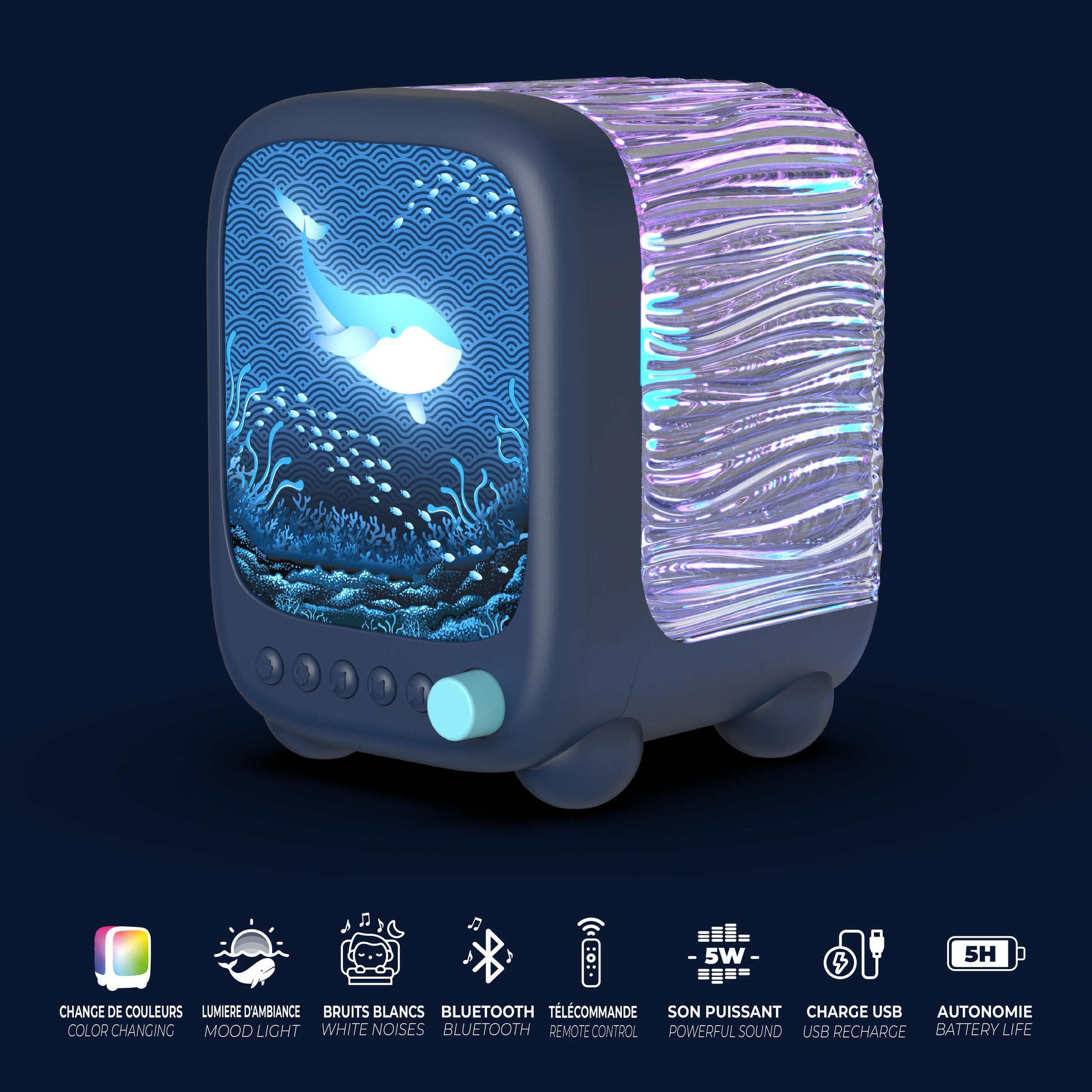 Lampka projekcyjna i głośnik Wavy Light MOB – głębinowa