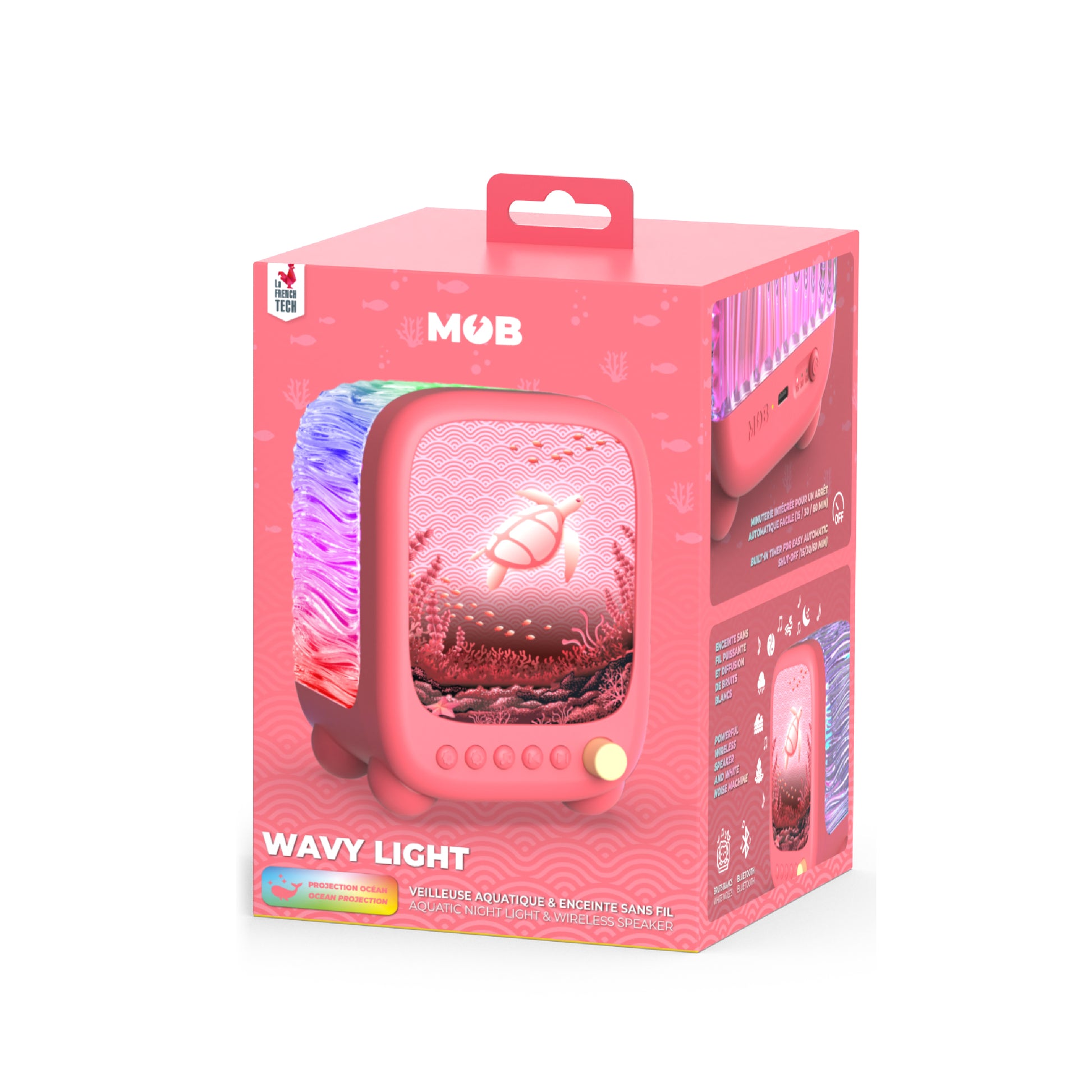 Lampka projekcyjna i głośnik Wavy Light MOB – koralowa