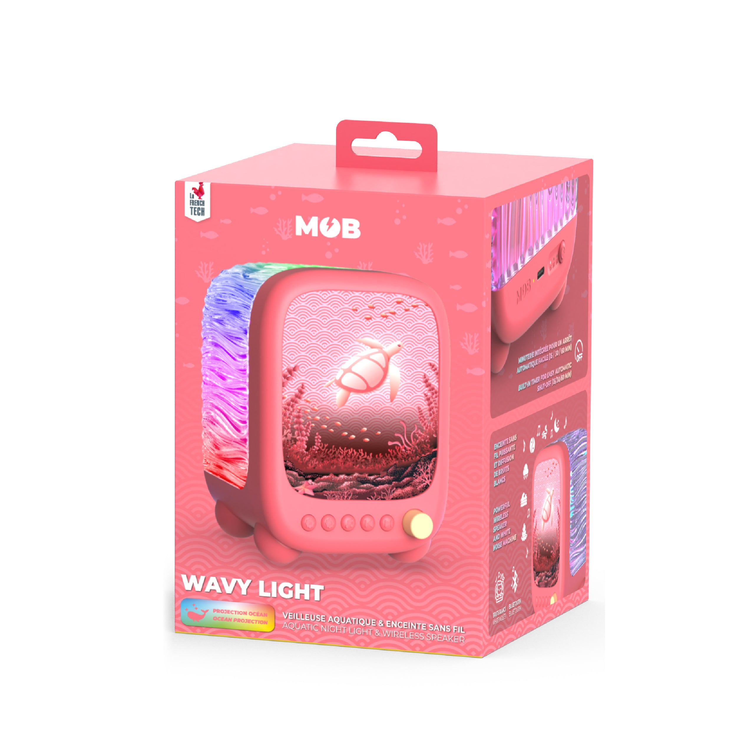 Lampka projekcyjna i głośnik Wavy Light MOB – koralowa