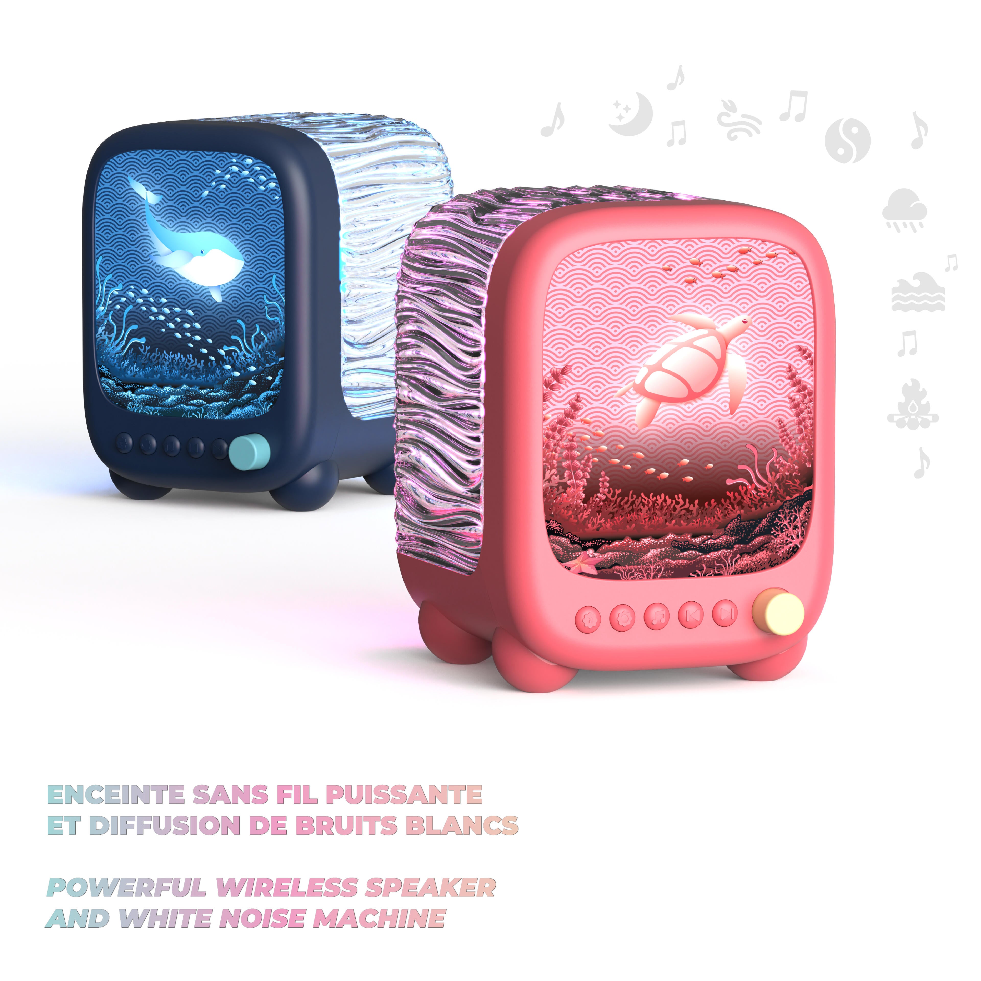 Lampka projekcyjna i głośnik Wavy Light MOB – koralowa