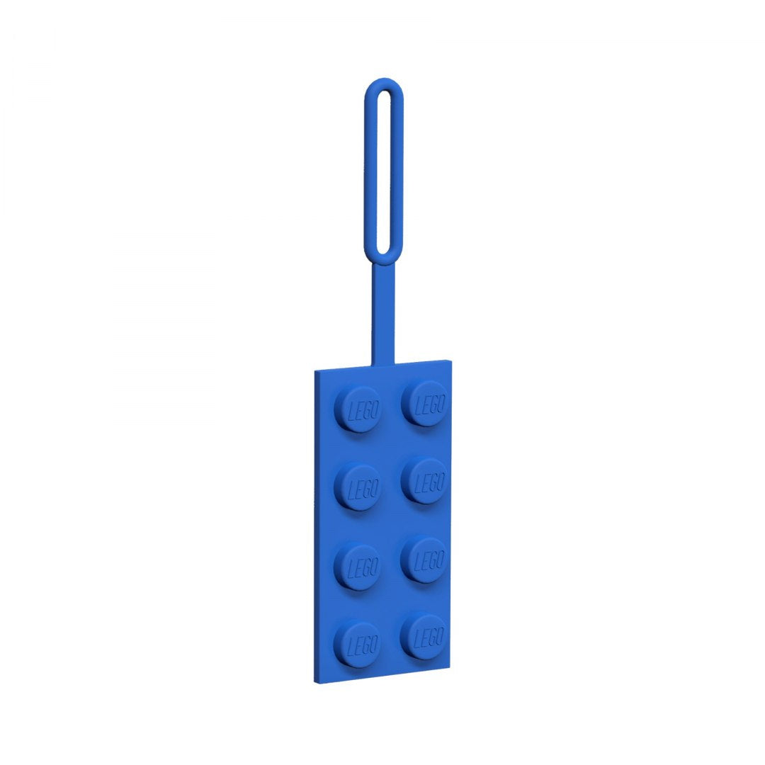 Niebieska zawieszka LEGO do bagażu w kształcie klasycznej płytki z logo LEGO