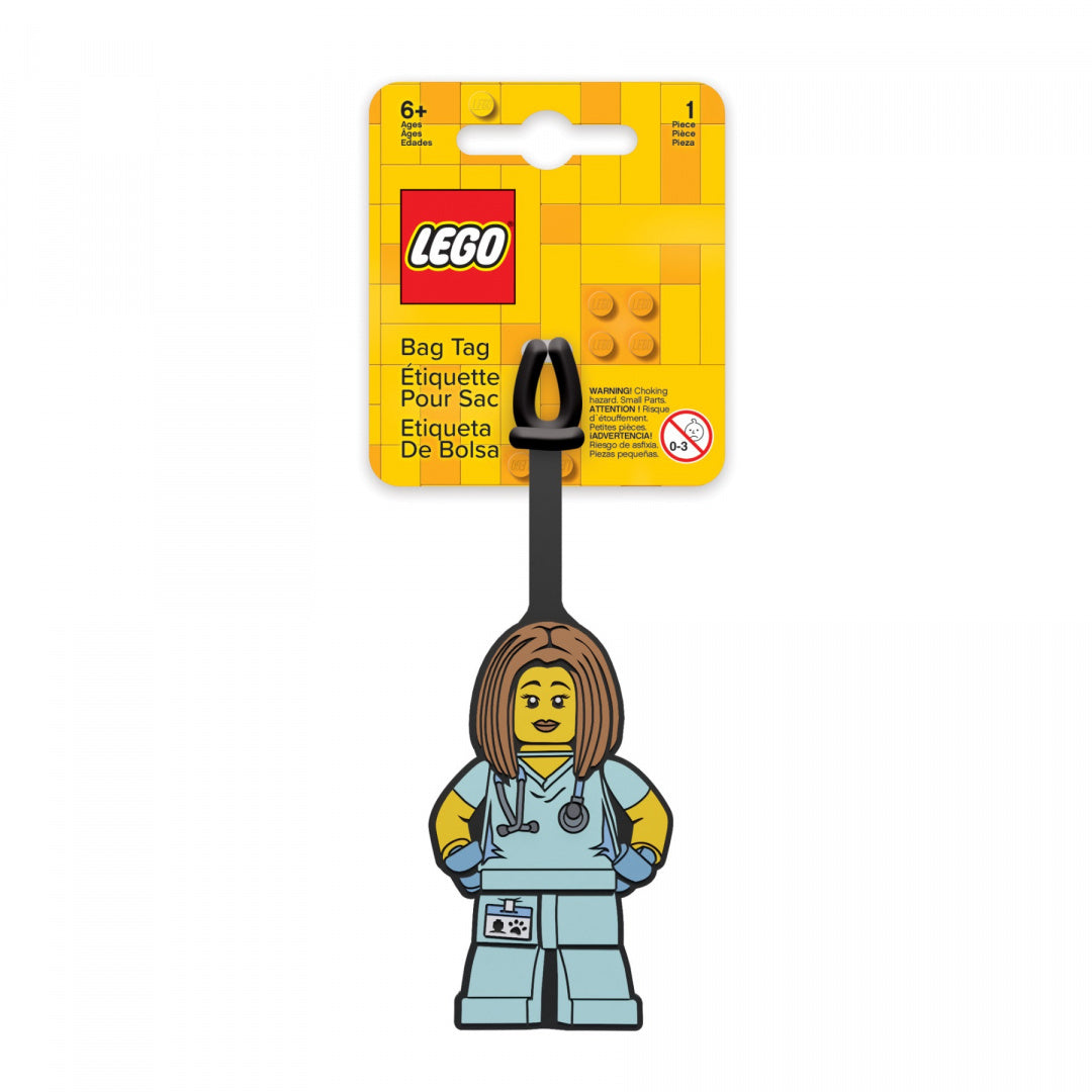 Zawieszka LEGO pielęgniarka na walizkę z postacią pielęgniarki w uniformie medycznym