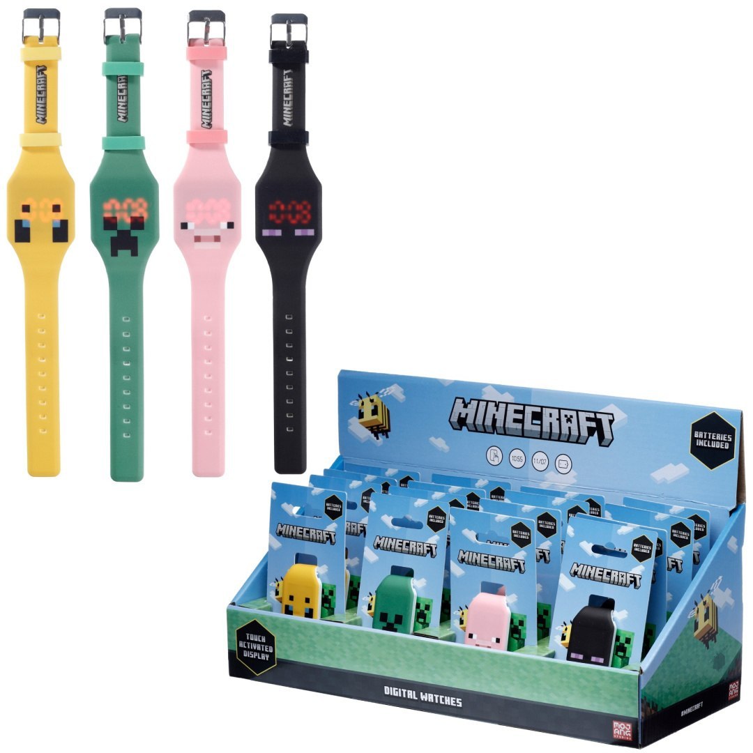 Zegarek Minecraft dla dzieci cztery kolorowe modele z motywami postaci z gry i opakowaniem LOQI