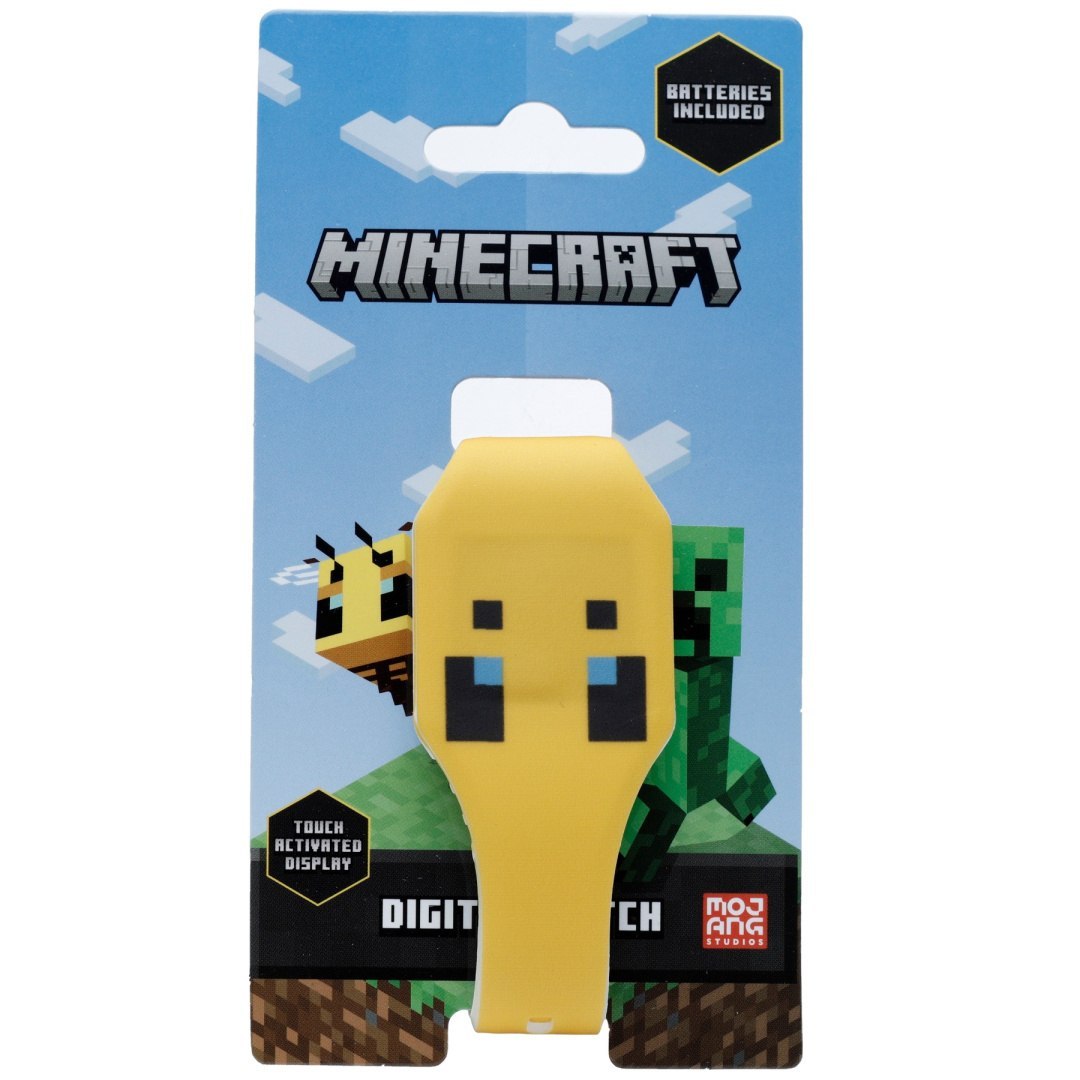 Zegarek Minecraft dla dzieci w żółtym kolorze z cyfrowym wyświetlaczem i motywem z gry