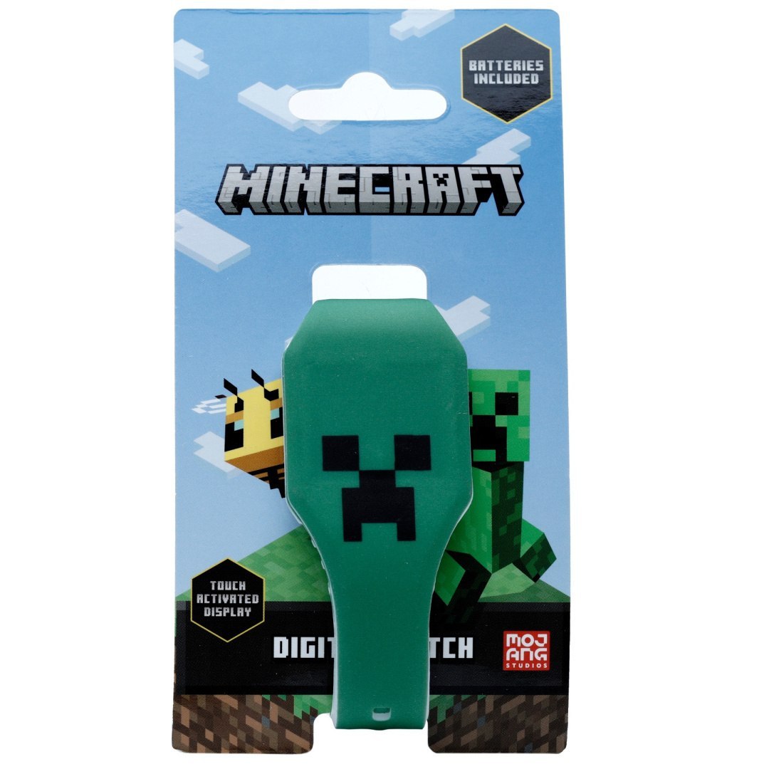 Zielony zegarek Minecraft dla dzieci z cyfrowym wyświetlaczem i motywem Creeper