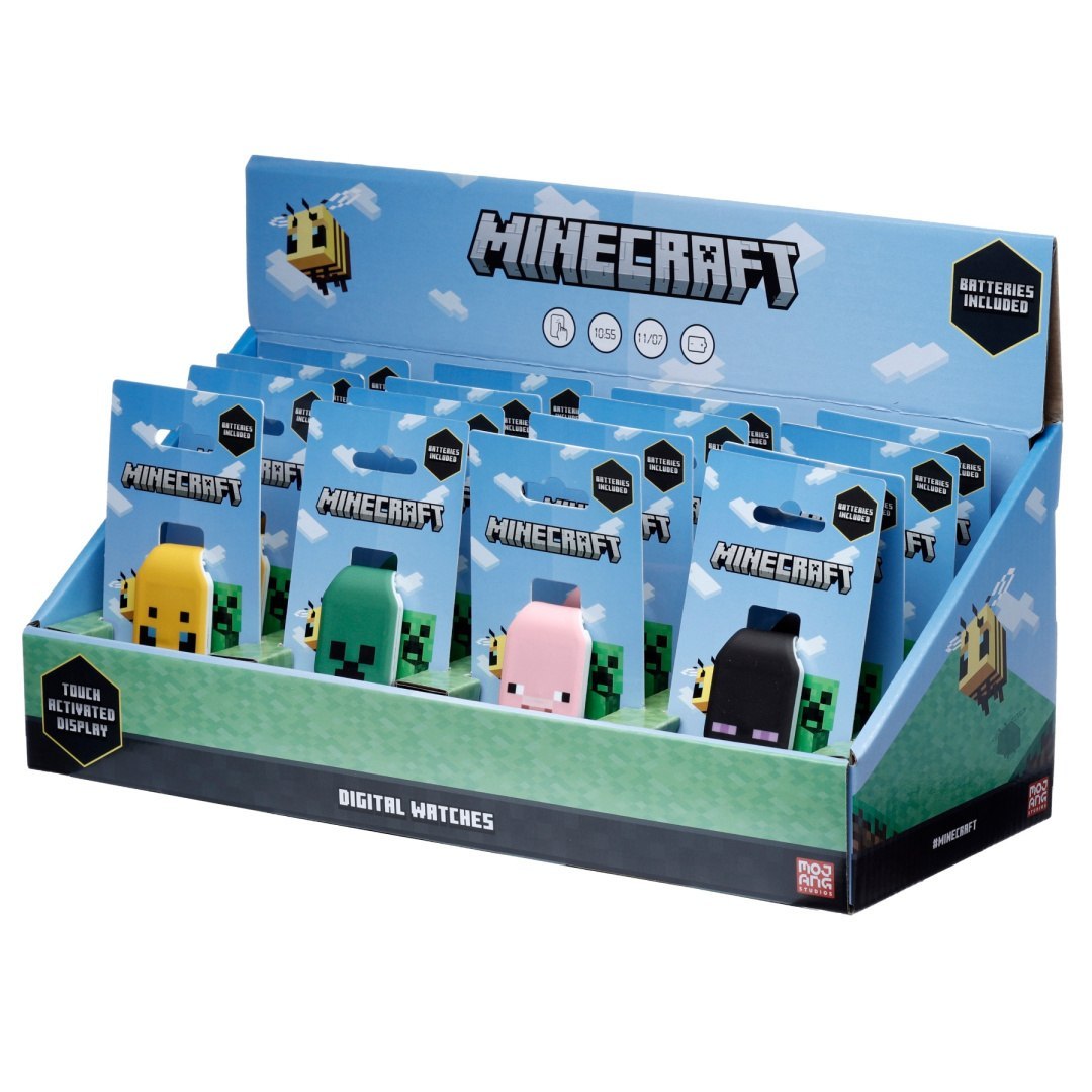 Zegarek Minecraft dla dzieci w różnych kolorach z cyfrowym wyświetlaczem i opakowaniem LOQI