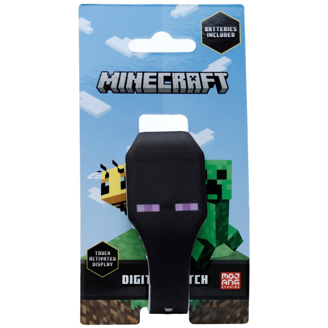 Zegarek Minecraft dla dzieci z czarnym cyfrowym wyświetlaczem i motywem postaci z gry
