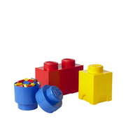 Kolorowe pojemniki LEGO do przechowywania w kształcie klocków na drobne elementy i zabawki