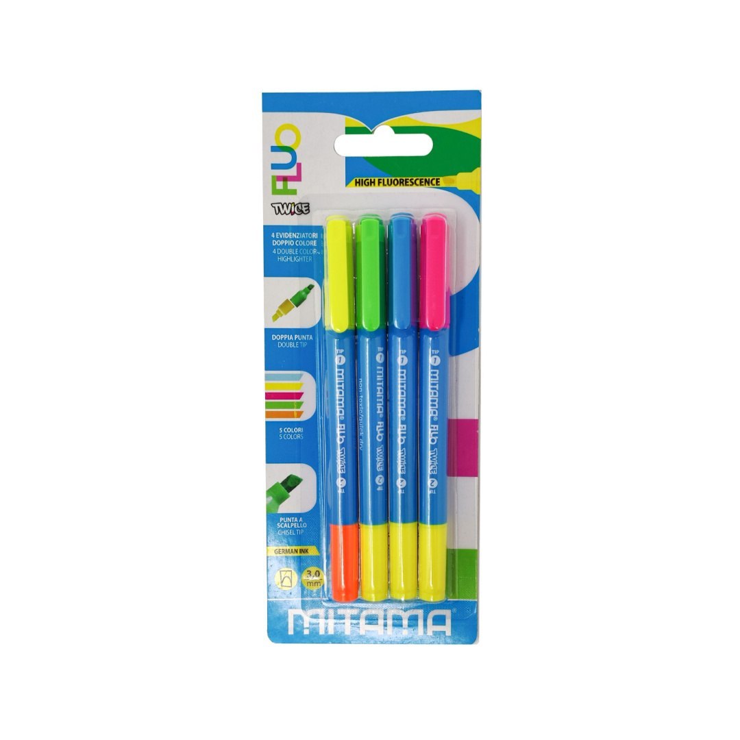 Set of double-sided fluorescent highlighters in bright colors by BV Jacob Company