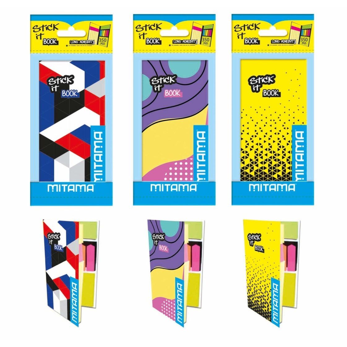 The set of self-adhesive notes in a case with colorful patterns from BV JACOB COMPANY.