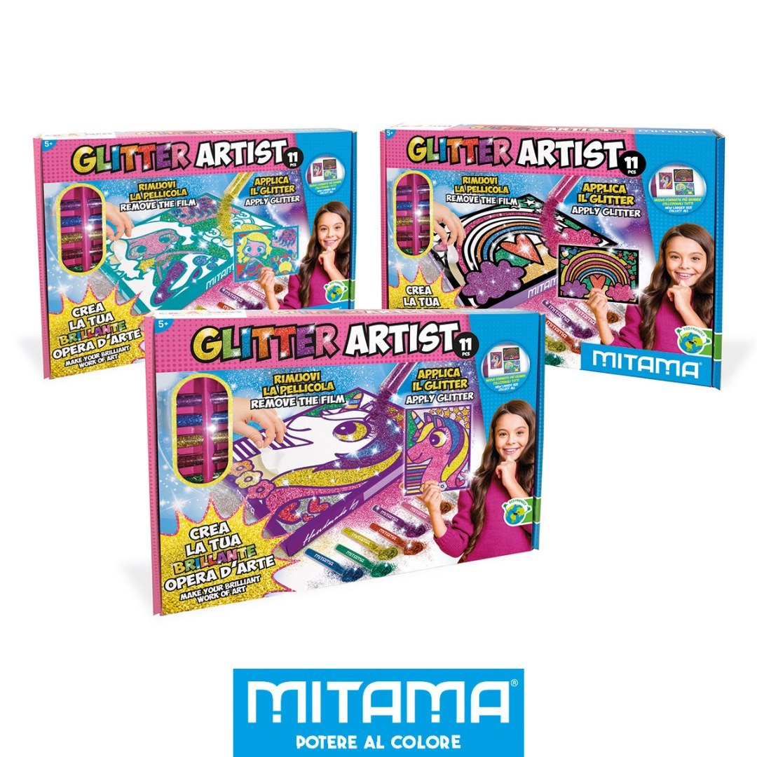 Set creativo per bambini Glitter Artist per creare immagini glitterate colorate