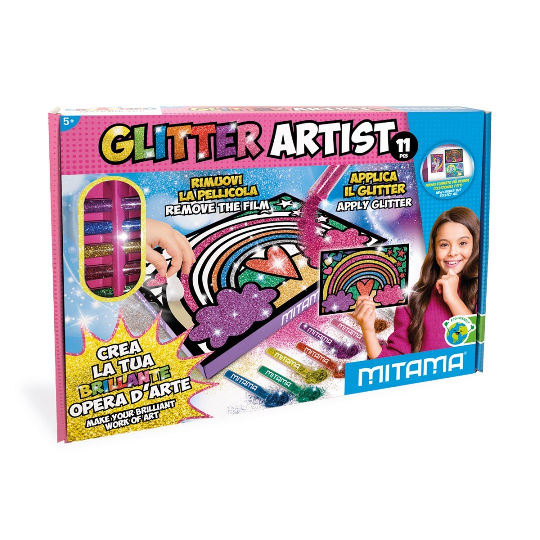 Set creativo per bambini Glitter Artist con glitter e immagini colorate da decorare