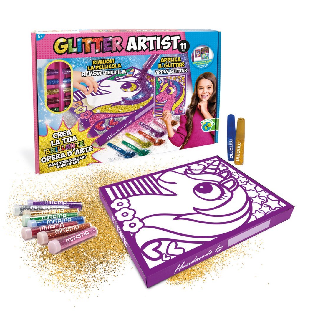 Set creativo per bambini Glitter Artist con glitter e elementi per decorare un unicorno