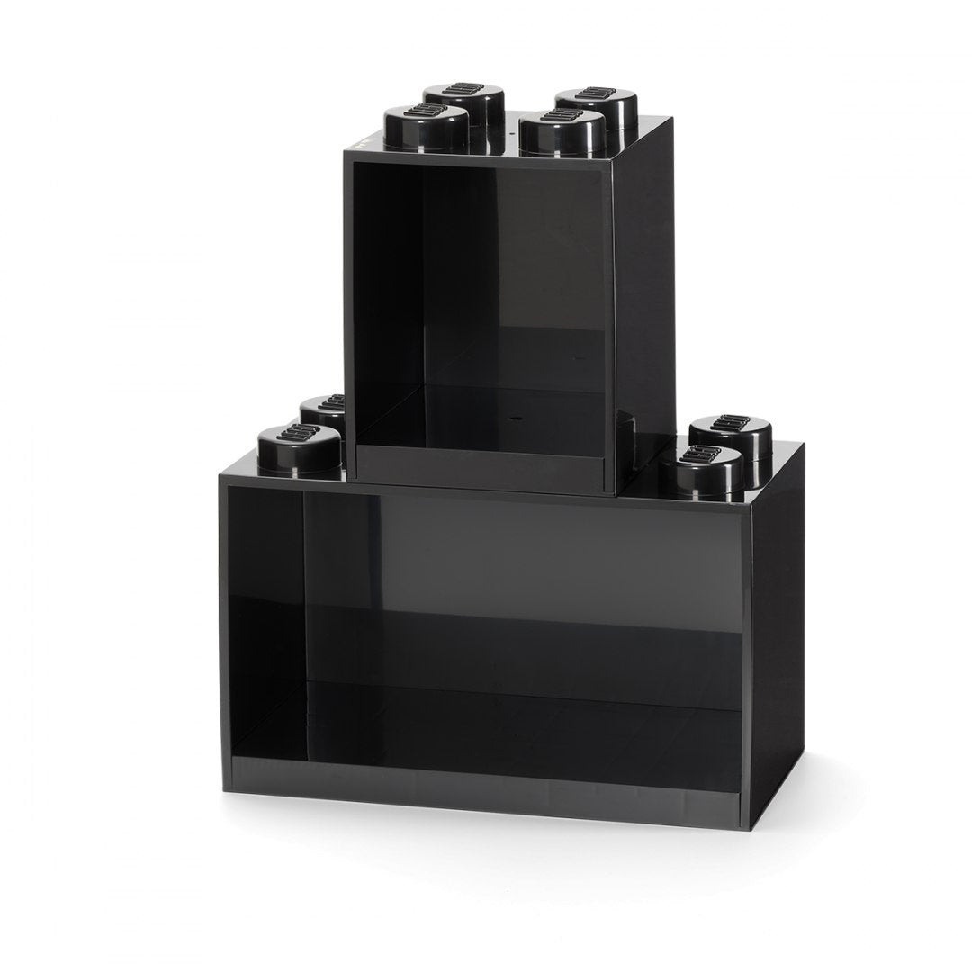 Czarne półki LEGO w kształcie klocków do przechowywania i ozdoby wnętrza