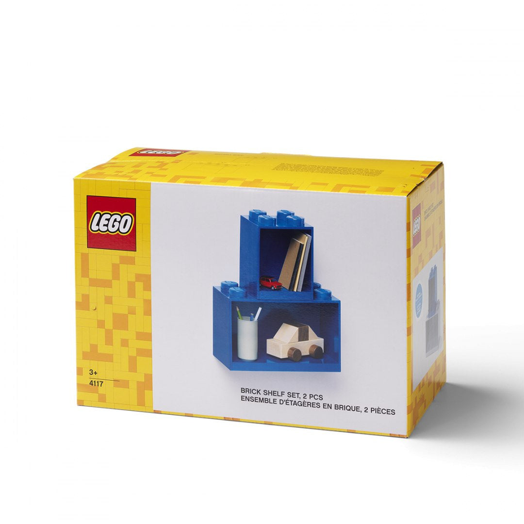 Zestaw niebieskich klocków LEGO do budowy półek na biurko od BV JACOB COMPANY